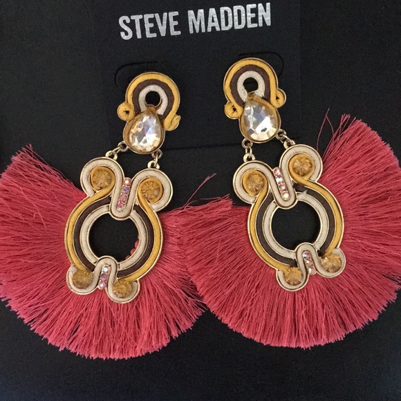 New Steve Madden Threads, stones, Fringe Earrings